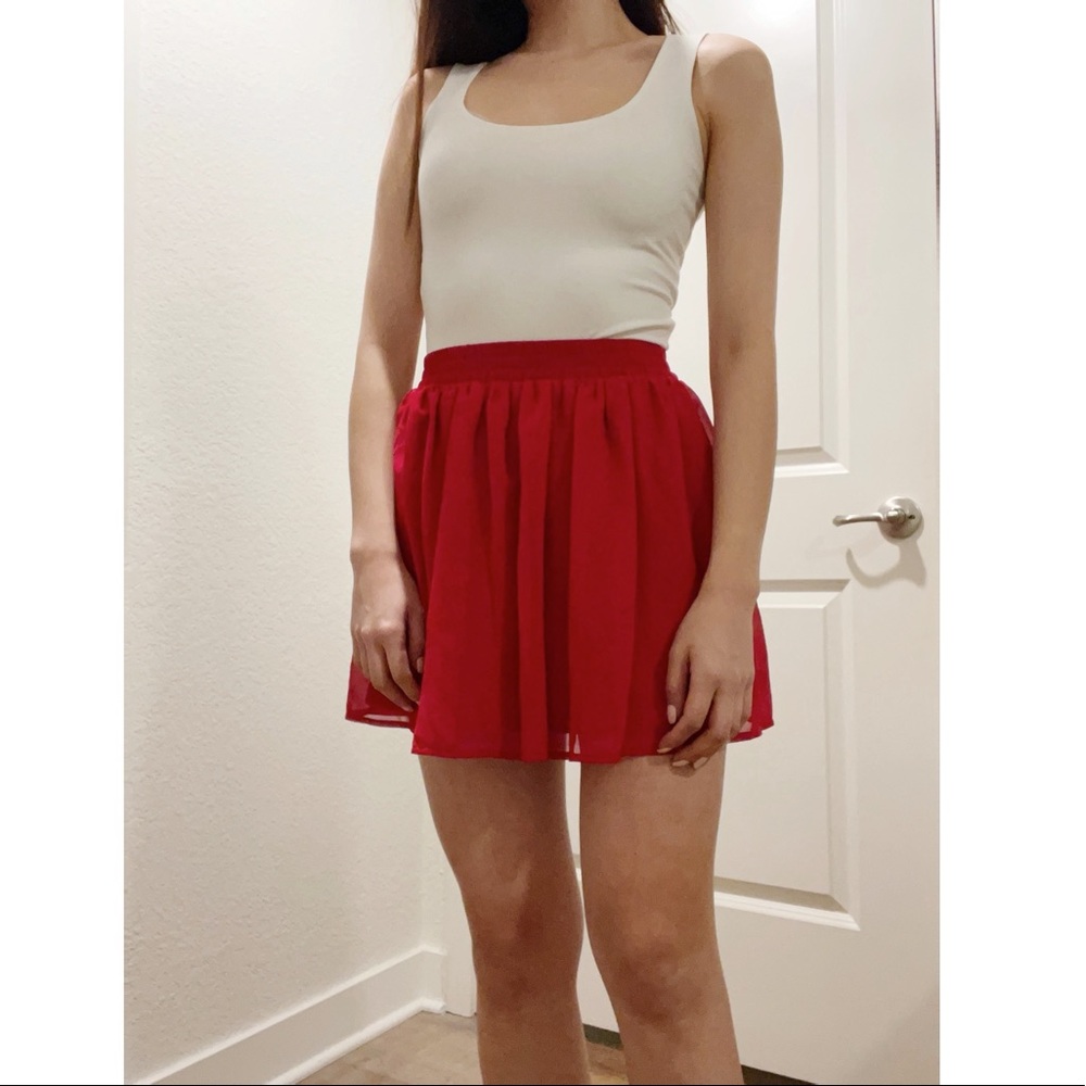 Forever 21 Red Chiffon A-line Skirt